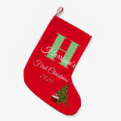 Petite Chaussette De Noël Premier monogramme initial personnalisé de Noël (Devant (Accrochage))