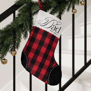 Petite Chaussette De Noël Premier Noël en tant que Papa à carreaux rouges Pe
