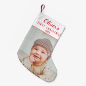 Petite Chaussette De Noël Première photo de Noël du bébé simple (Devant (Accrochage))