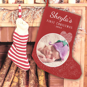 Petite Chaussette De Noël Première photo de Noël du Coeur Rouge