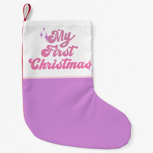 Petite Chaussette De Noël Premières Filles violettes roses de Noël (Devant)