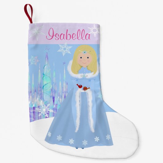 Petite Chaussette De Noël Princesse d'hiver avec cheveux blonds (Devant)