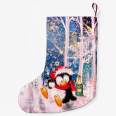 Petite Chaussette De Noël Prise de Noël de pingouin (Dos)