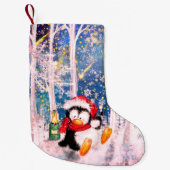 Petite Chaussette De Noël Prise de Noël de pingouin (Devant)