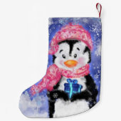 Petite Chaussette De Noël Prise de Noël de pingouin (Dos)