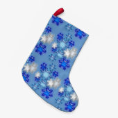 Petite Chaussette De Noël Prise en charge de Noël - Snowflakes sur Blue (Devant (Accrochage))