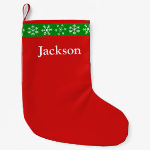 Petite Chaussette De Noël Prise en charge des flocons rouges et verts