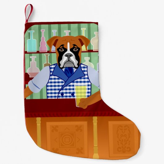 Petite Chaussette De Noël Pub de bière de chien de boxeur (Devant)