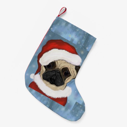 Petite Chaussette De Noël Pug Santa (Devant (Accrochage))