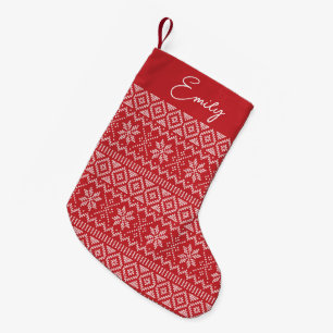 Petite Chaussette De Noël Pull de Noël vintage rouge nom personnalisé