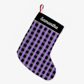 Petite Chaussette De Noël Purple Black Buffalo Plaid Personalized Name (Devant (Accrochage))