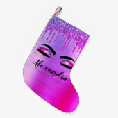 Petite Chaussette De Noël Purple Glitter Sparkle Eyelashes Monogram (Devant (Accrochage))