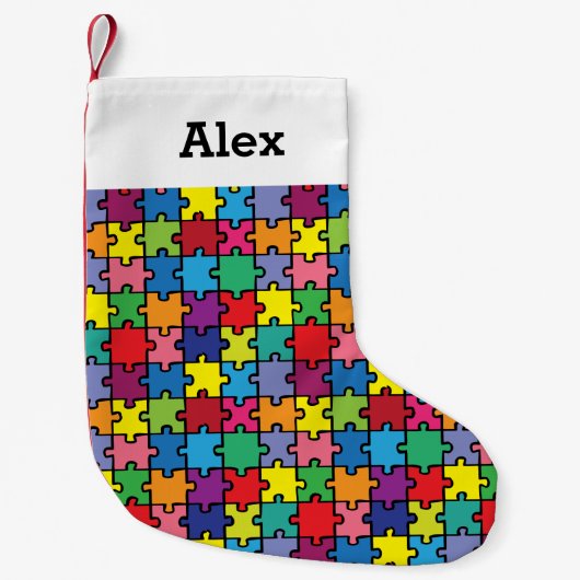 Petite Chaussette De Noël Puzzle personnalisé de sensibilisation sur (Devant)