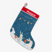 Petite Chaussette De Noël Rabbits Lantern Parade in Snow Personalised (Devant (Accrochage))