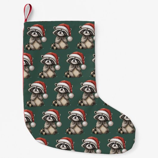 Petite Chaussette De Noël Racoon Christmas Animal Santa Hat Xmas (Devant)