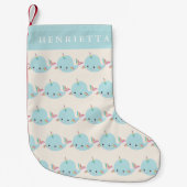 Petite Chaussette De Noël Rainbow Narwhal Kawaii Motif Pastel Blue Nom (Devant)
