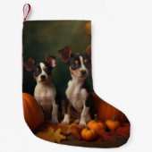 Petite Chaussette De Noël Rat Terrier Chiot Automne Citrouille délice (Devant)
