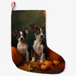 Petite Chaussette De Noël Rat Terrier Chiot Automne Citrouille délice