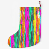 Petite Chaussette De Noël Rayures d'aquarelles (Dos)