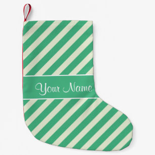 Petite Chaussette De Noël Rayures diagonales vertes et blanches en bon état