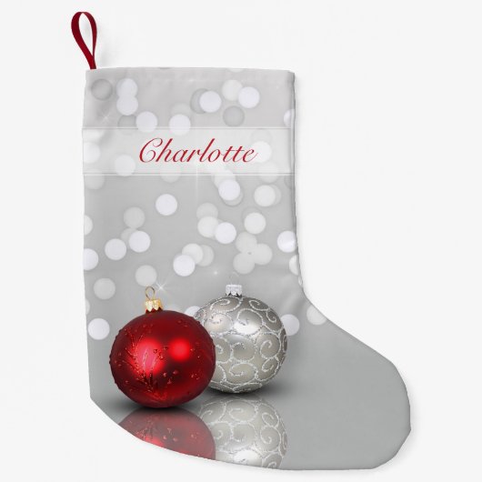 Petite Chaussette De Noël Red and Silver Christmas Ornaments Elegant (Devant)