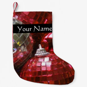 Petite Chaussette De Noël Red Baubles Texte bas noir