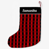 Petite Chaussette De Noël Red Black Buffalo Plaid Personalized photo (Dos)
