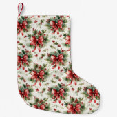 Petite Chaussette De Noël Red Bows and Holly Leaves (Devant)