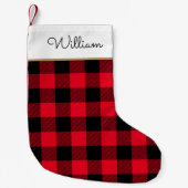 Petite Chaussette De Noël Red Buffalo Plaid Nom personnalisé Rustique (Devant)