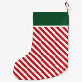 Petite Chaussette De Noël Red et Hunter Green Holiday Stripes Monogramme (Dos)
