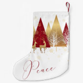 Petite Chaussette De Noël Red Gold Peace Woodland Deer (Dos)