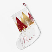 Petite Chaussette De Noël Red Gold Peace Woodland Deer (Dos (Accrochage))