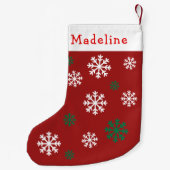 Petite Chaussette De Noël Red Green Snow Flakes Nom mignon (Dos)