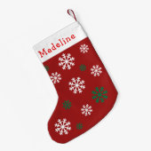 Petite Chaussette De Noël Red Green Snow Flakes Nom mignon (Dos (Accrochage))