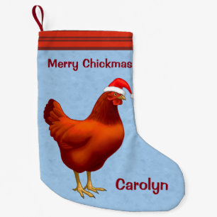 Petite Chaussette De Noël Red Hen à Santa Hat Joyeux Noël