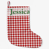 Petite Chaussette De Noël Red Houndstooth Custom Monogramme Noël Stocking (Devant)