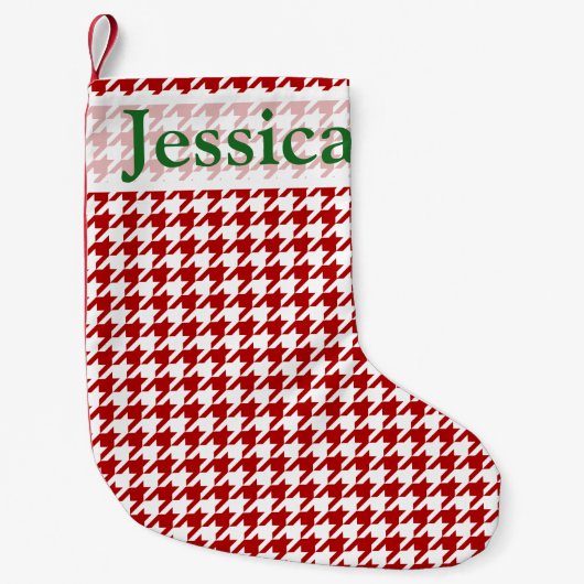 Petite Chaussette De Noël Red Houndstooth Custom Monogramme Noël Stocking (Devant)