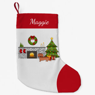 Petite Chaussette De Noël Red Long Cheveux Dachshund mignon chien - Salle de