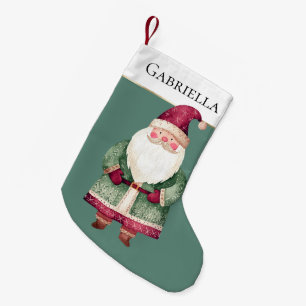 Petite Chaussette De Noël Red Pine Green Père Noël Nom personnalisé Noël