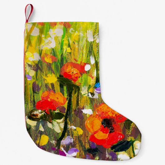 Petite Chaussette De Noël Red Poppies Champ peinture Abstraite (Devant)