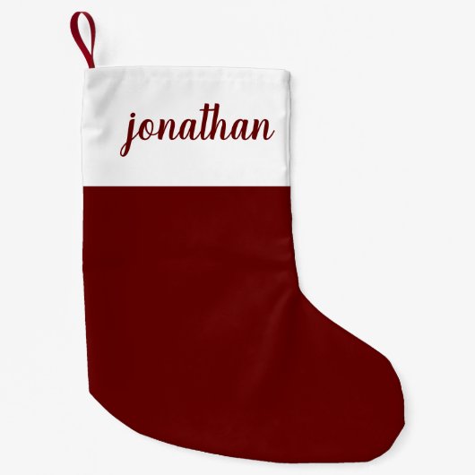 Petite Chaussette De Noël Red Rustic Script Nom personnalisé Noël (Devant)