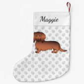 Petite Chaussette De Noël Red Sable Long Cheveux Dachshund Dessin Chien et n (Dos)