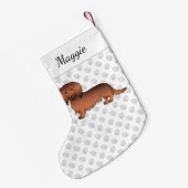 Petite Chaussette De Noël Red Sable Long Cheveux Dachshund Dessin Chien et n (Dos (Accrochage))