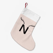 Petite Chaussette De Noël Reindeer Antler | Monogramme de Noël rose initial (Devant (Accrochage))