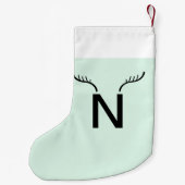 Petite Chaussette De Noël Reindeer Antler | Monogramme de Noël vert à la men (Dos)