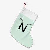 Petite Chaussette De Noël Reindeer Antler | Monogramme de Noël vert à la men (Devant (Accrochage))