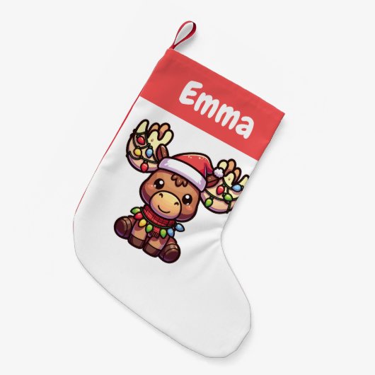 Petite Chaussette De Noël Reindeer Joyeux Noël Animaux d'hiver Moose (Devant (Accrochage))