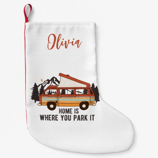Petite Chaussette De Noël Remorque Camping RV "Home is Where You Park It" (Devant)