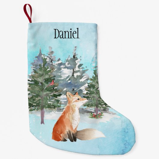Petite Chaussette De Noël Renard boisé Noël personnalisé (Devant)