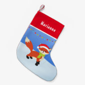 Petite Chaussette De Noël Renard neige mignon à Santa Hat (Devant (Accrochage))